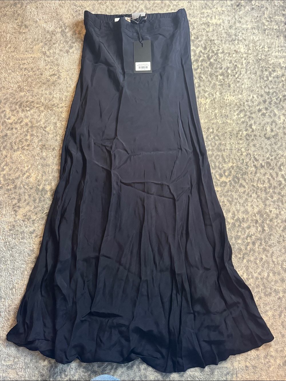 Ellie Makir Navy Satin Midi Skirt
